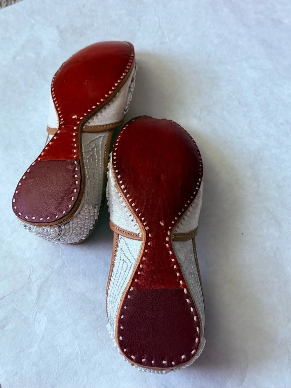 Embellished Cream Beaded Jutti Flats